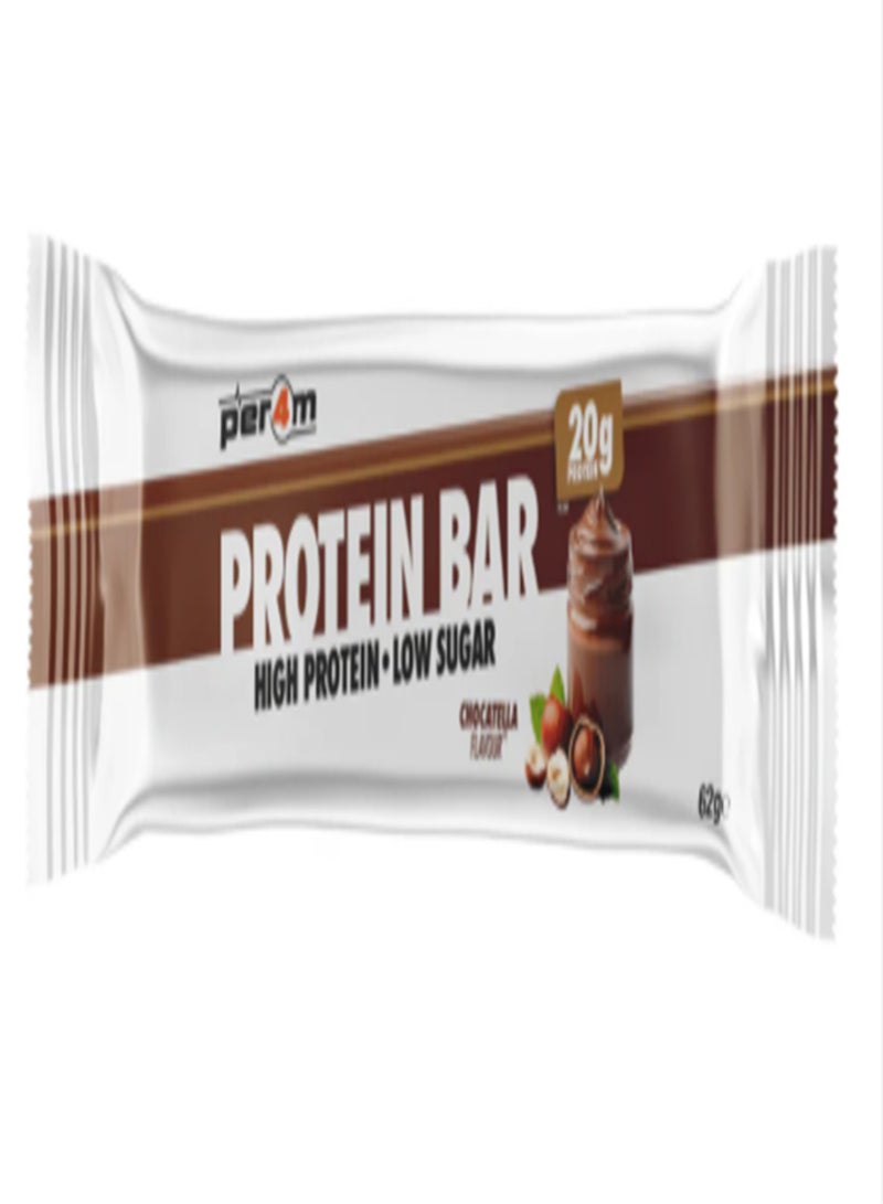 Performance Protein Bar - Chocotella Hazelnut Flavor - 62G - Premium Protein Supplement Snack - Fast Recovery Fuel For Lean Muscle & Healthy Cravings